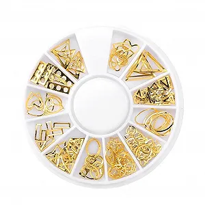 Набір прикрас для нігтів Золото Мікс Заклепки Металеві Місяць Зірка Серця Штучні перлини 3D 17# - Фото 1