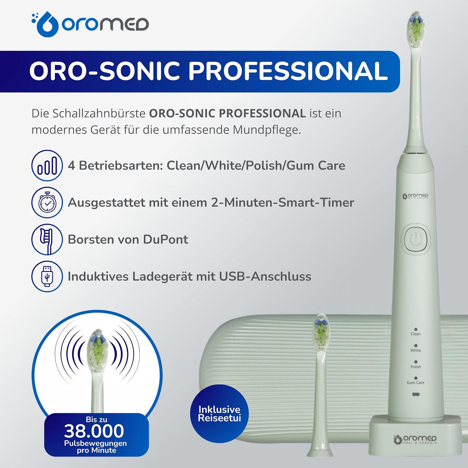 Електрична звукова зубна щітка oromed Oro-Sonic Professional 38000 вібрацій/хв IPX7 Зелена, фото №2