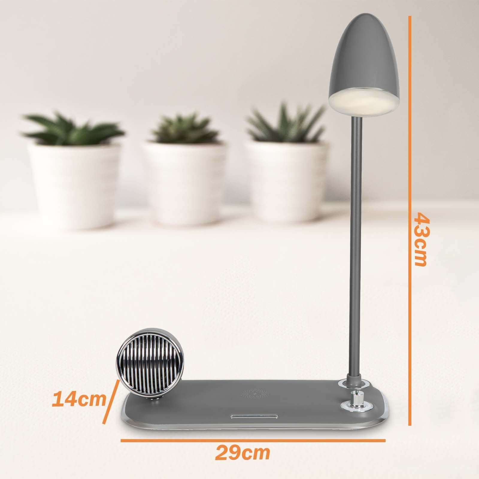Настільна лампа LED Dimmable Induction Charging Bluetooth Speaker Wireless Charger Qi Grey, фото №7