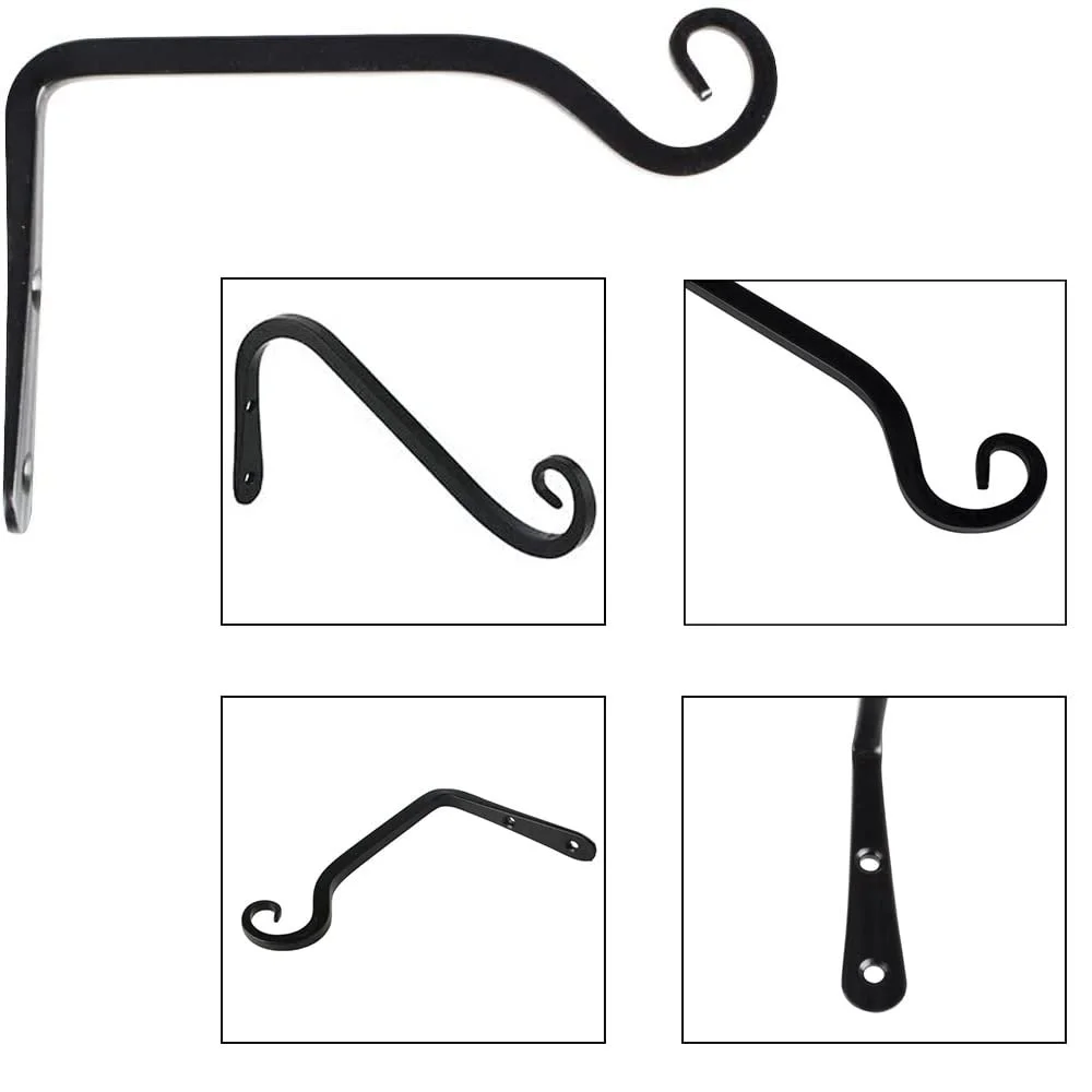 Настінні кронштейни для рослин Залізні гачки Чорні Набір з 2 шт., фото №4 Настінні кронштейни для рослин Залізні гачки Чорні Набір з 2 шт., фото №4