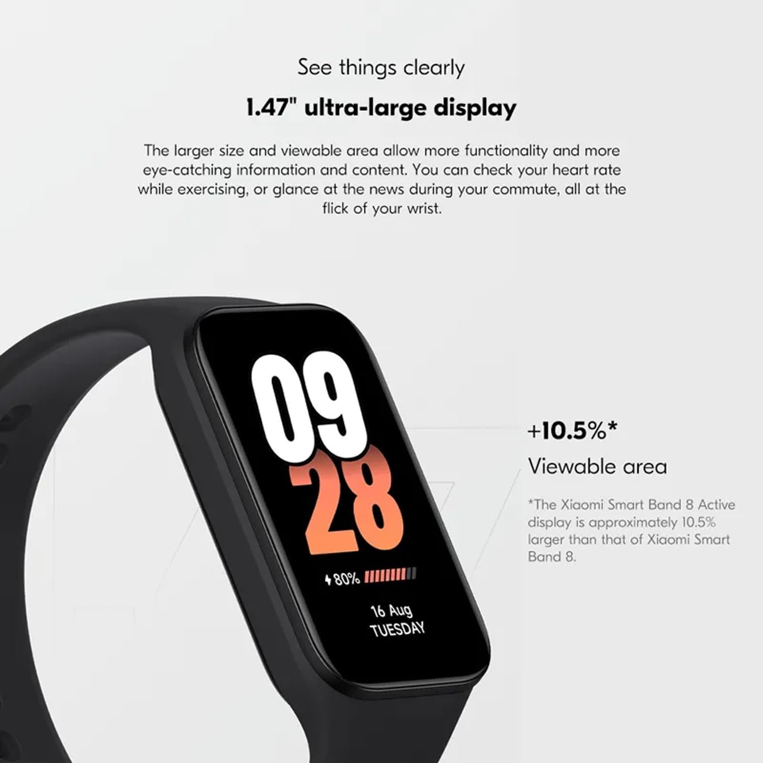 Фитнес-браслет Xiaomi Smart Band 8 Active, 1,45-дюймовый LCD-дисплей, фото №3