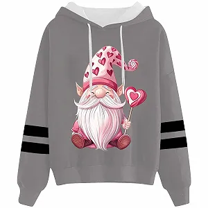 Толстовка на День святого Валентина для девочек и детей, милая толстовка на День святого Валентина с графическим изображением сердца, с длинными рукавами, круглым вырезом горловины, праздничные топы - Фото 1