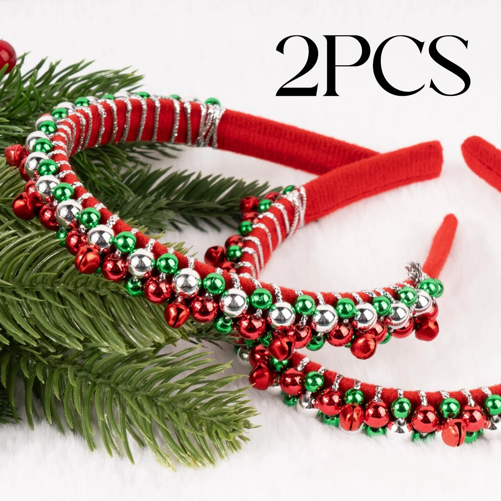 Обруч Різдвяний з дзвіночками Червоний Зелений, фото №4