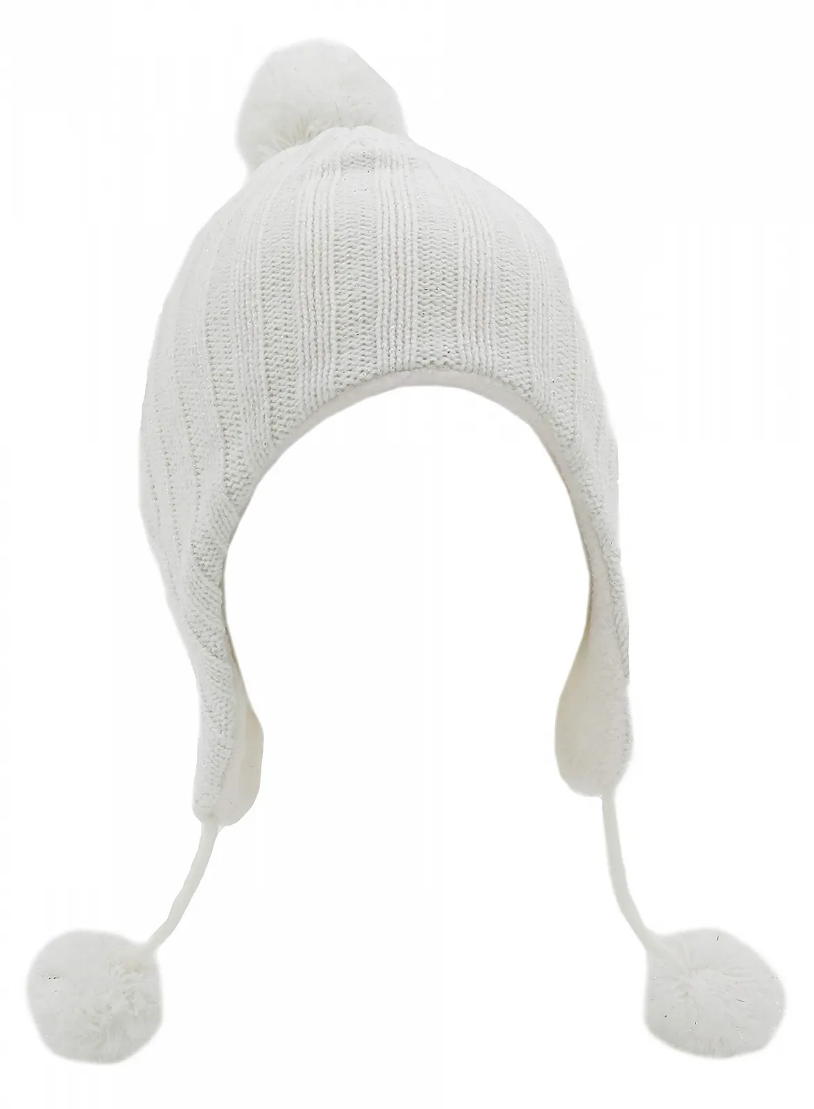 Шапка-перуанка для дівчинки з помпоном і блискітками, фото №1