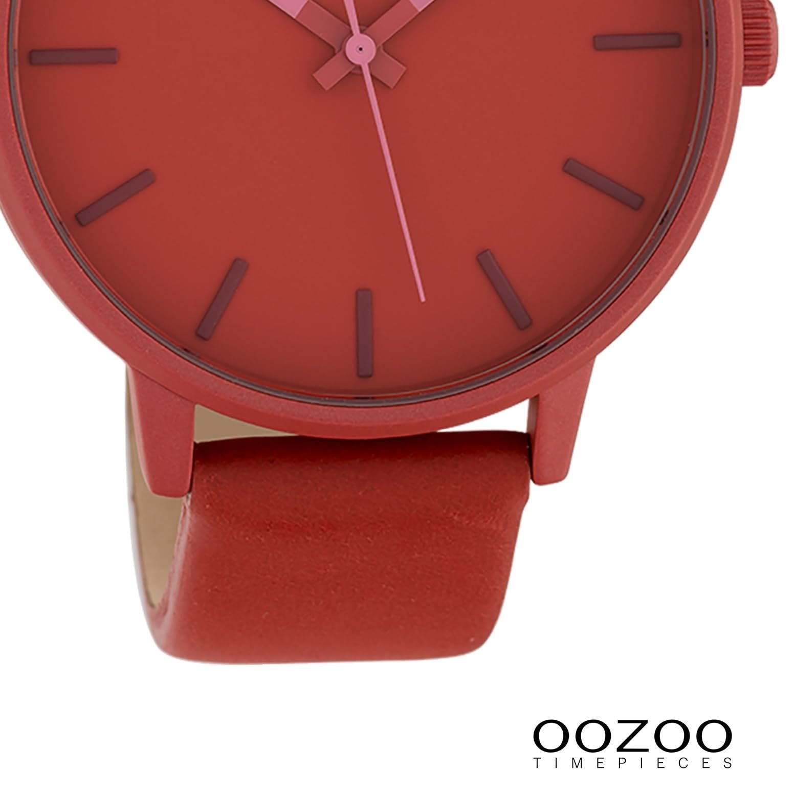 Женские часы Oozoo C10381 Ремешок кожаный 45 мм Медный Коричневый, Красный и красный, Ремешок., фото №3