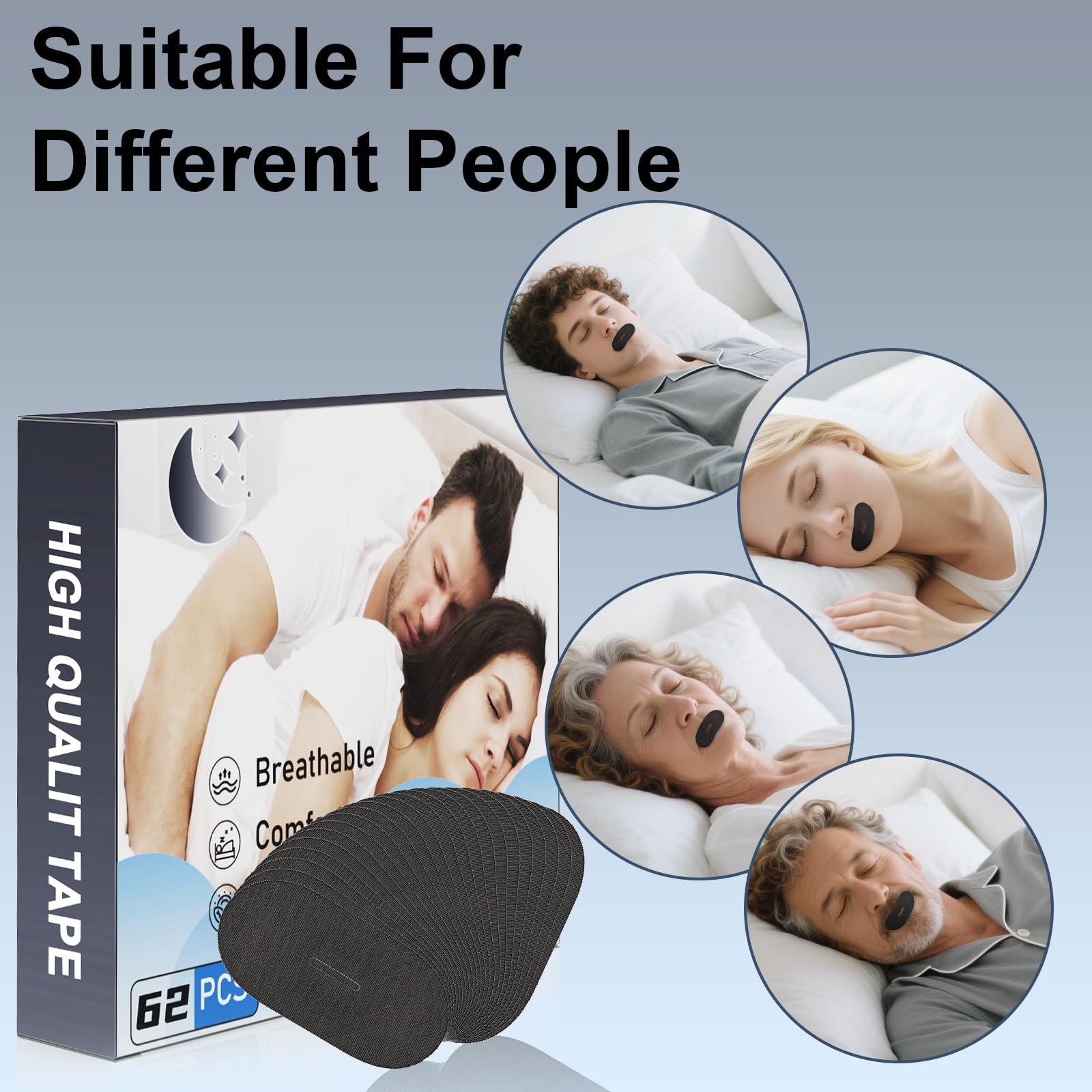 Пластирі для сну EVUMO від хропіння 62 шт, Чорний, фото №7 Пластирі для сну EVUMO від хропіння 62 шт, Чорний, фото №7