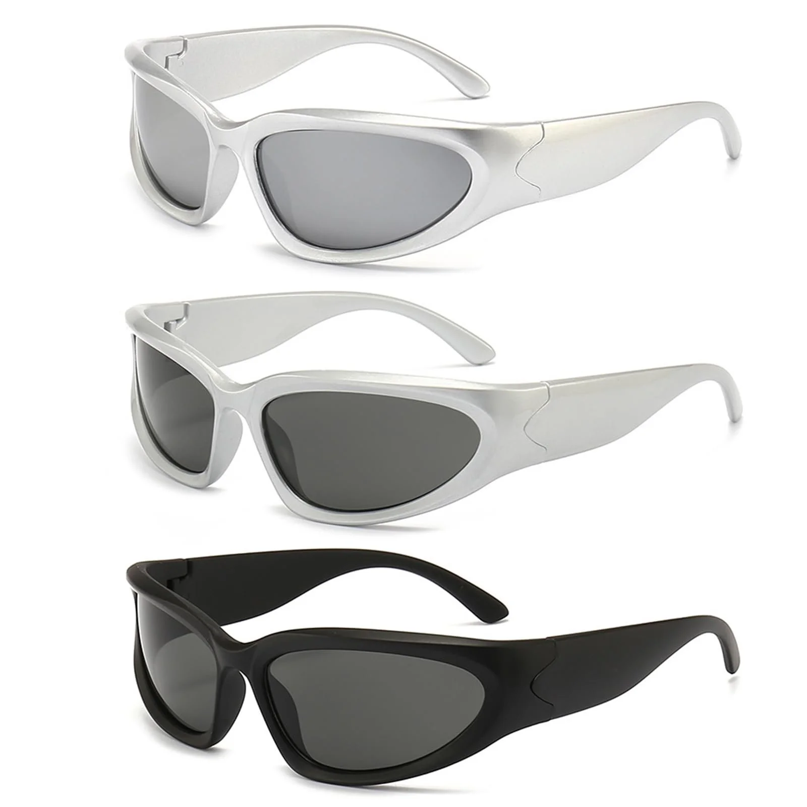 Солнцезащитные очки FOSDICK, 3 шт., Y2k, футуристические, легкие, обертывающие UV400, поляризованные спортивные, фото №1 Солнцезащитные очки FOSDICK, 3 шт., Y2k, футуристические, легкие, обертывающие UV400, поляризованные спортивные, фото №1