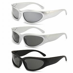 Сонцезахисні окуляри FOSDICK, 3 шт., Y2k, футуристичні, легкі, обгортаючі UV400, поляризовані спортивні - Фото 1