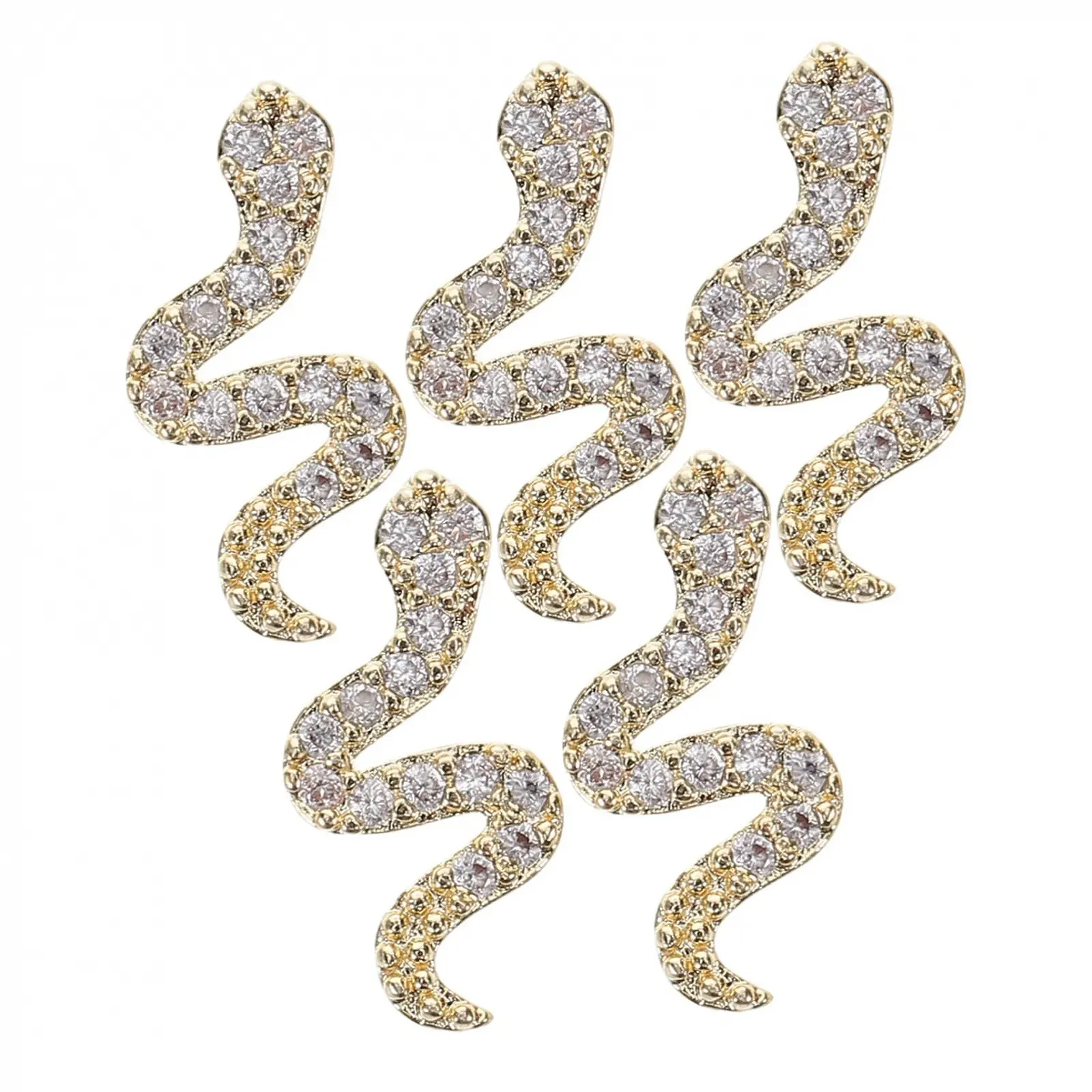 Подвески для ногтей Змея FOMIYES 5 шт. Металл со стразами, фото №1