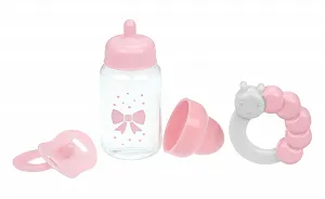 Іграшкові приналежності JC Toys Biberon, Pacifier, Rattle Рожевий, різнокольоровий (81061) - Фото 1