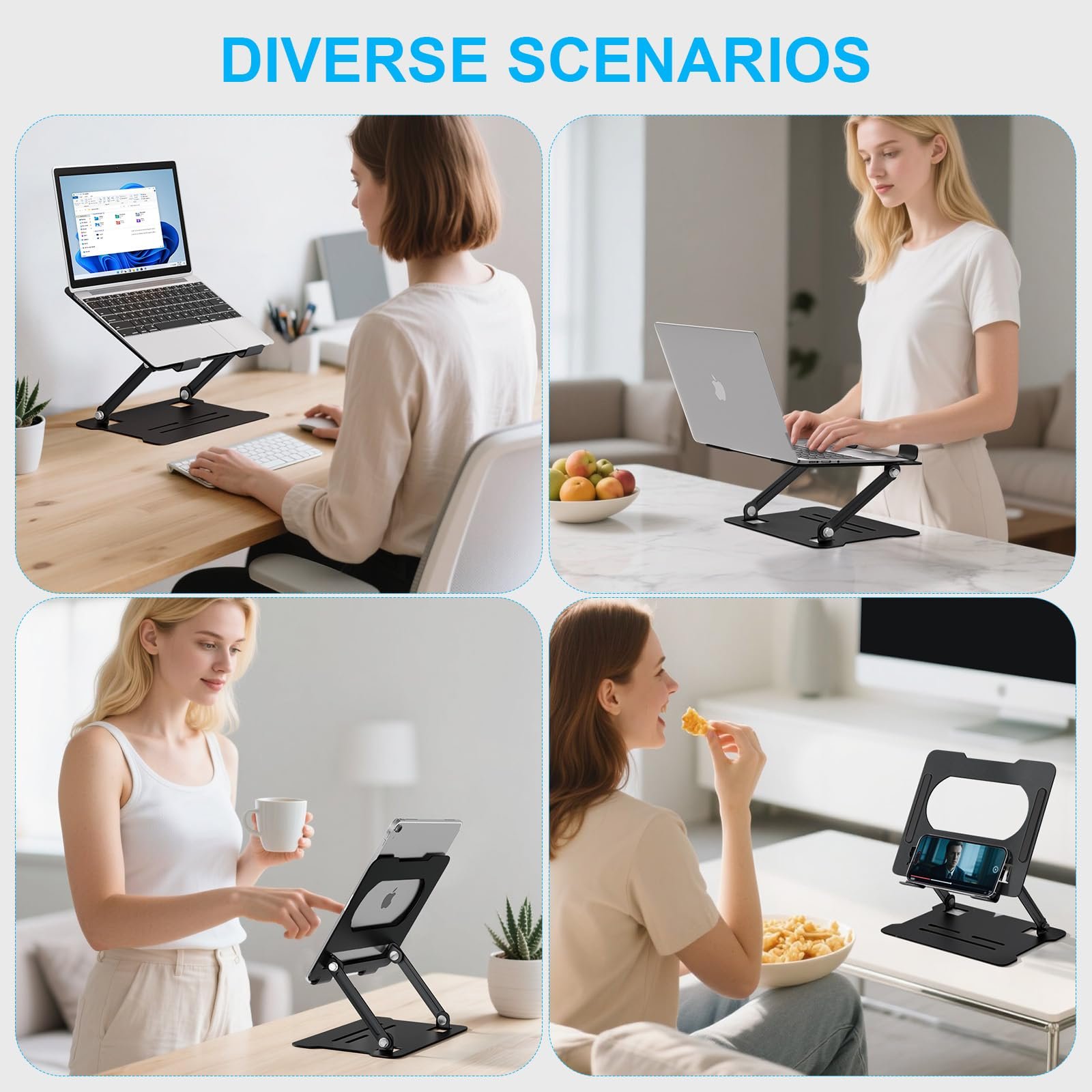 Підставка для ноутбука AXFEE Регульована по висоті, Чорна Портативна з вуглецевої сталі, Ергономічна складна, фото №9