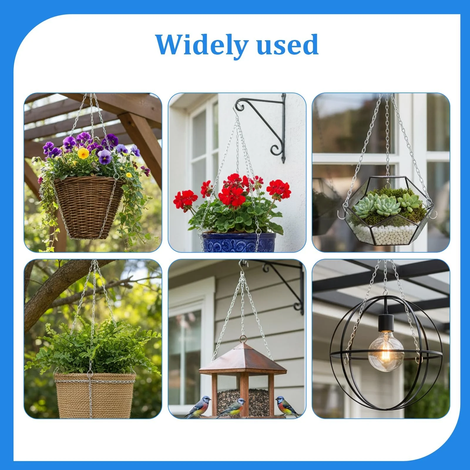 Ланцюги для підвісних горщиків Metal 3 Chain 40 см Set of 4 Silver, фото №4 Ланцюги для підвісних горщиків Metal 3 Chain 40 см Set of 4 Silver, фото №4