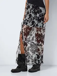 Юбка макси Noisy may Женская с принтом с разрезом synthetic.ua - Фото 1
