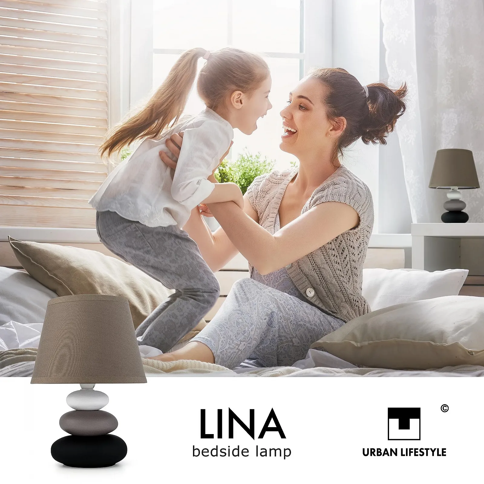 Настільна лампа Urban Lifestyle Lina E14 Кераміка Матовий тауп 24.5 см, фото №5