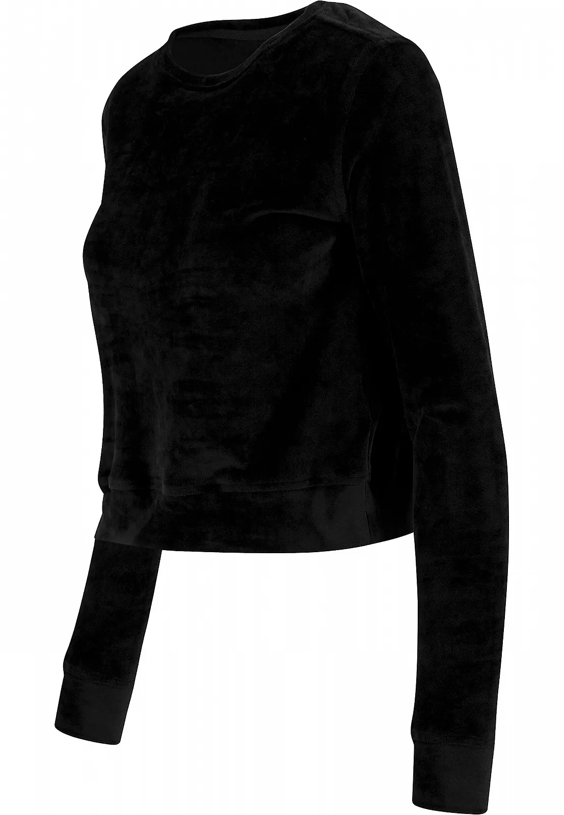 Кофта с капюшоном Urban Classics Ladies Short Velvet Crew Женский Черный, фото №4 Кофта с капюшоном Urban Classics Ladies Short Velvet Crew Женский Черный, фото №4