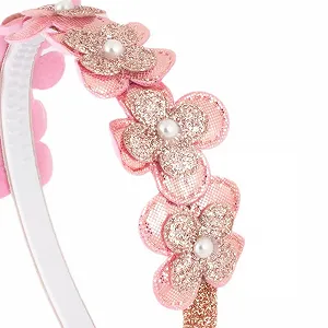 Обруч для девочек с блестящими цветами и жемчугом. synthetic.ua - Фото 1