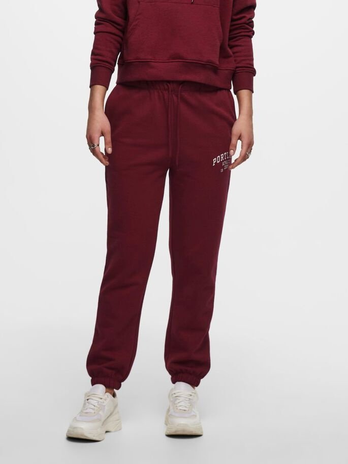 Штани ONLCOLLEGE LIFE PANTS SWT 15235557-Cabernet-Print: PORTLAND ONLY Бордовий XL, фото №1