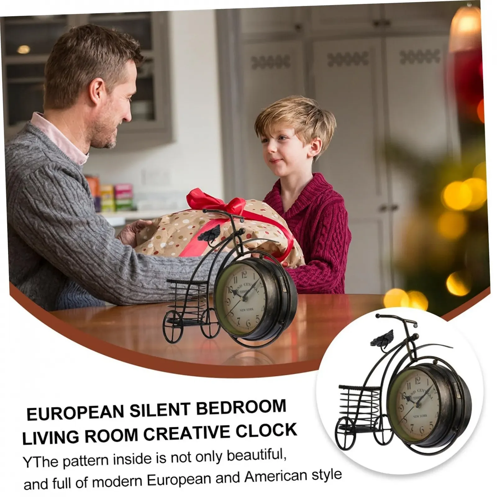 Годинник настільний PartyKindom Металевий для дому, вітальні, їдальні, спальні, офісу, безшумний механізм, що не цокає, фото №3