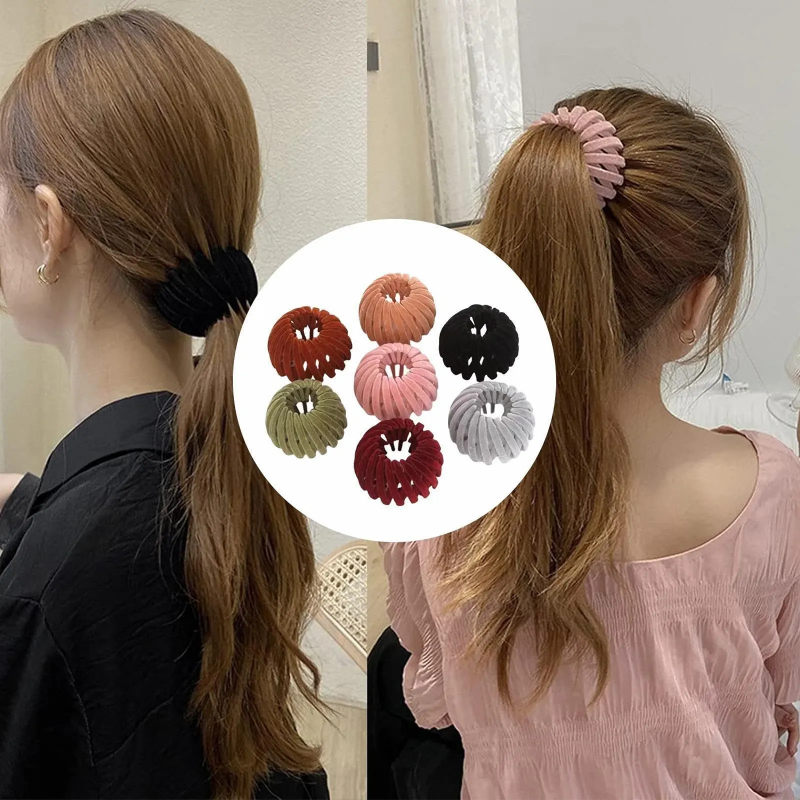 Заколка для волос Птичье гнездо, Шпилька для волос Птичье гнездо - 7 x Шпильки для волос, Расширяемый пучок для волос, Держатель для хвостика Птичье гнездо, Резинки, Аксессуары для волос, фото №4