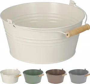 Подвесной горшок Mojawo Набор 3 шт. Оцинкованный с деревянной ручкой 22х10 см Коричневый - Фото 1