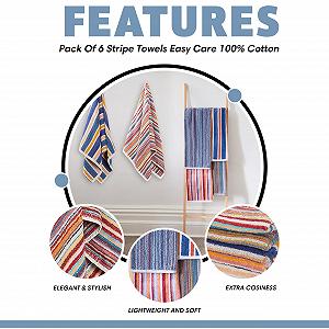 Набір рушників для рук Olivia Rocco 6 шт. 100% бавовна 50 x 100 см у смужку synthetic.ua - Фото 1
