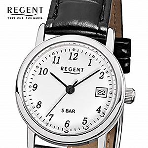 Женские часы Regent URF827 Элегантные аналоговые Кожаный ремешок Черные Кварцевые часы Белый циферблат, черный, Ремешок. synthetic.ua - Фото 1