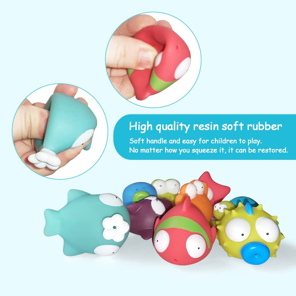 Іграшки для ванни Морські тварини (9 штук) Морська зірка, Акула, Восьминіг, Кит, фото №3