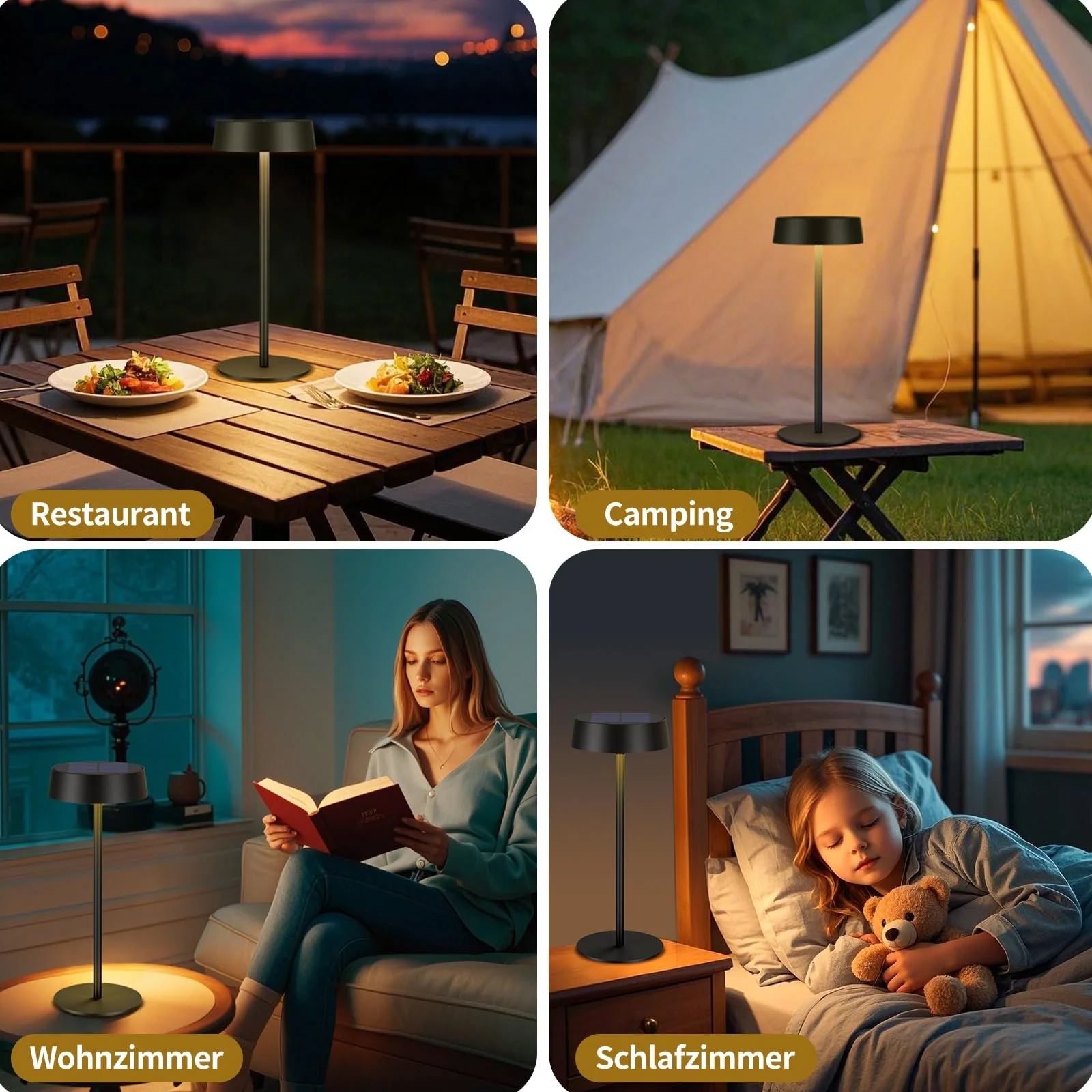 Настільна лампа Suright Wireless Solar USB C LED IP65 Чорний, фото №5