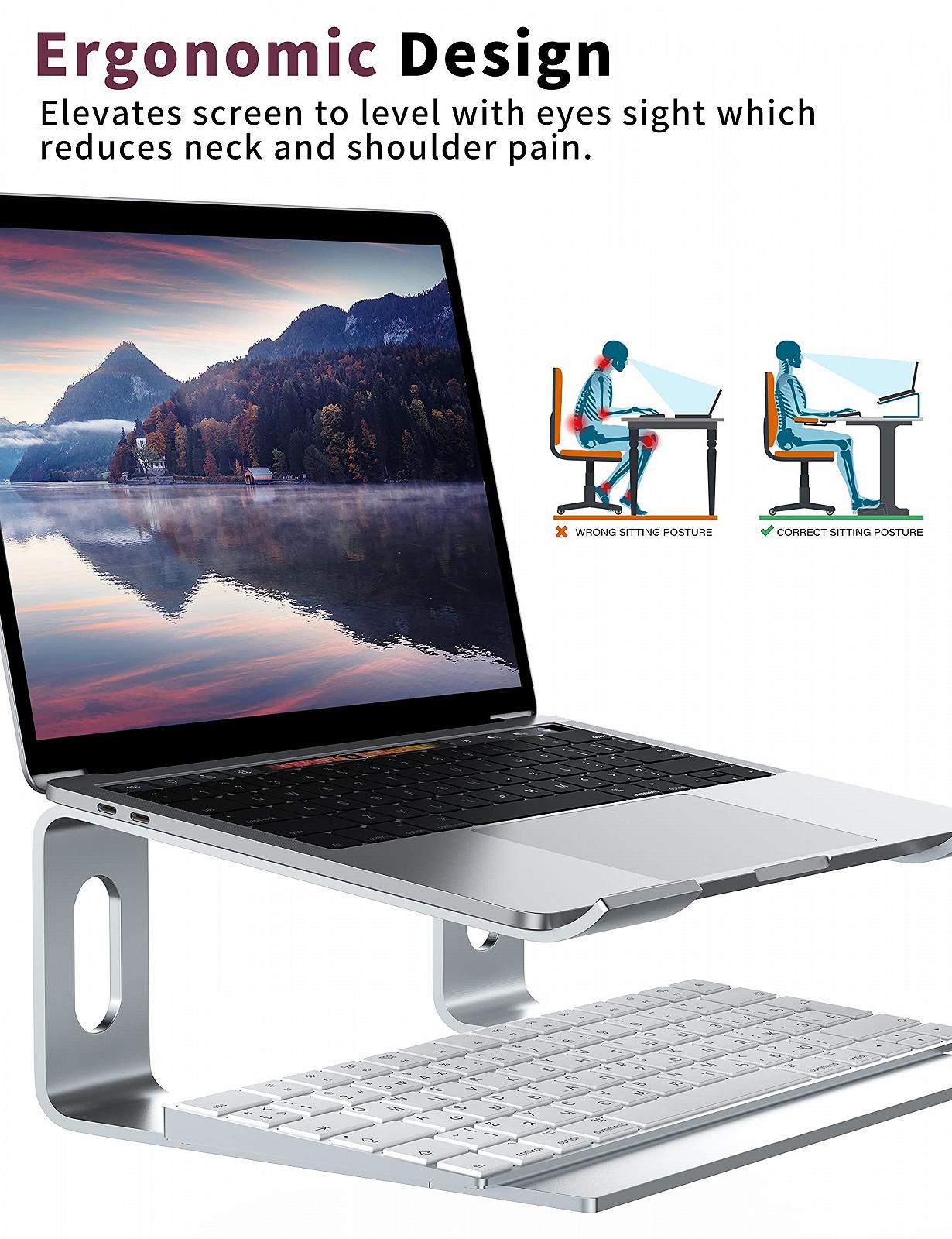 Підставка для ноутбука ALASHI, алюмінієва, ергономічна підставка для ноутбука, знімна металева підставка для ноутбука, підтримка ноутбуків від 10 до 15.6 дюймів, сіра, фото №3 Підставка для ноутбука ALASHI, алюмінієва, ергономічна підставка для ноутбука, знімна металева підставка для ноутбука, підтримка ноутбуків від 10 до 15.6 дюймів, сіра, фото №3