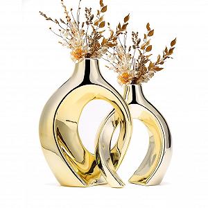 Ваза для цветов maozyiltle Hug керамическая Gold - Фото 1