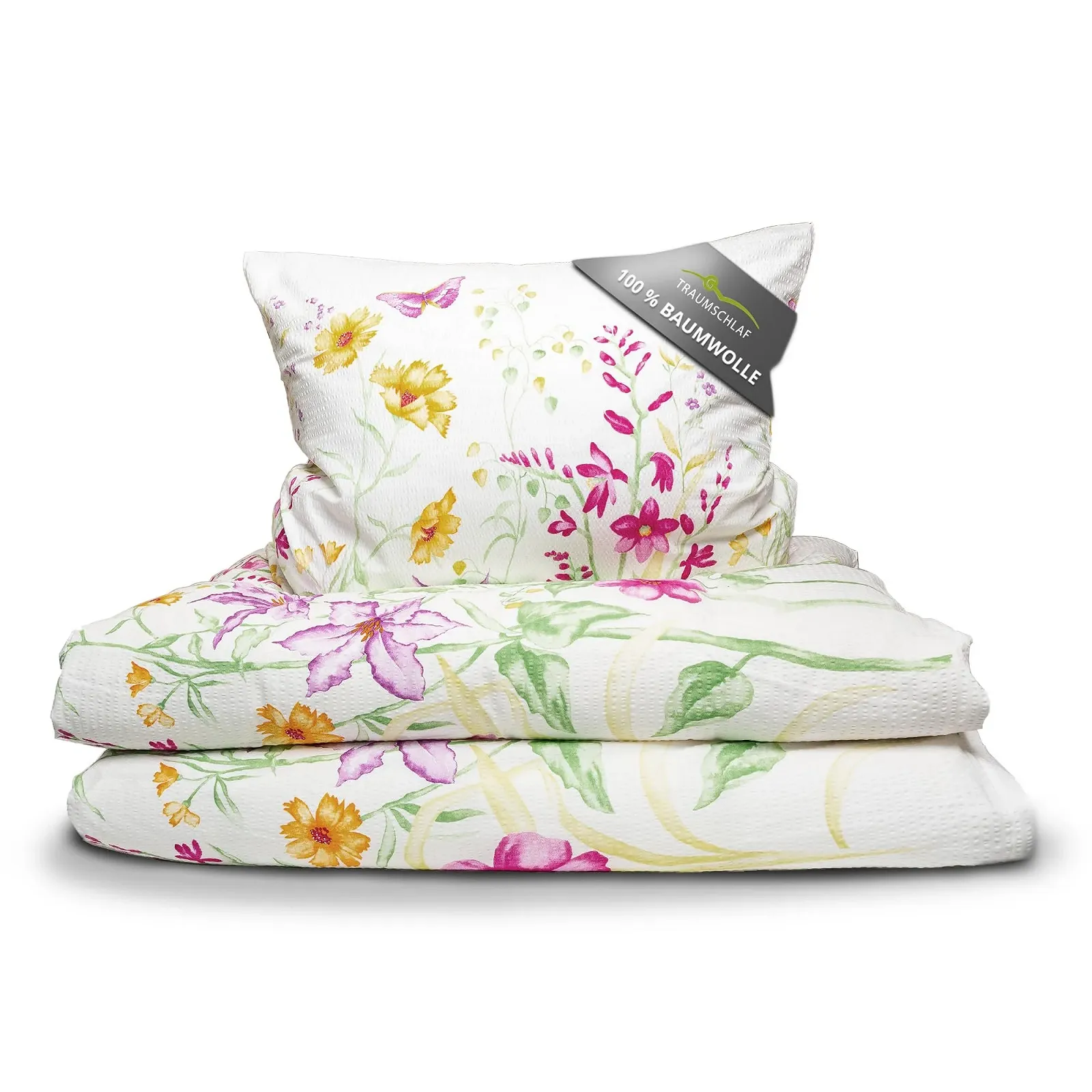 Постільна білизна Traumschlaf Flower Meadow 135 x 200 см 80 x 80 см seersucker бавовна, фото №1