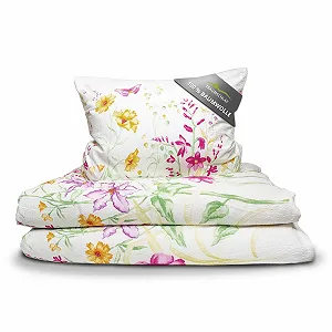 Постільна білизна Traumschlaf Flower Meadow 135 x 200 см 80 x 80 см seersucker бавовна - Фото 1