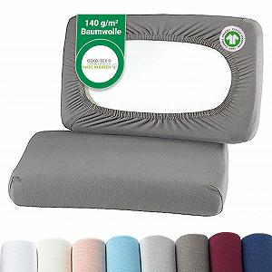 Наволочки BaSaTex Organic для подушек, 2 шт., для шейных и оздоровительных подушек, 97% хлопок с сертификатом GOTS + 3% эластана, примерно 45-60 x 30-40 см - 20 см мостик | Антрацит - Фото 1