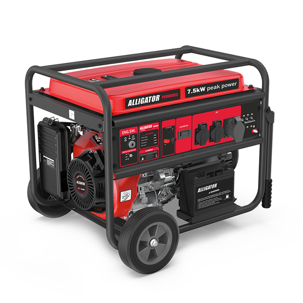 Генератор Alligator бензиновий 7,5кВт ном 7,0кВт) з електростартером 1 та 3 фази PG9000E3, фото №1