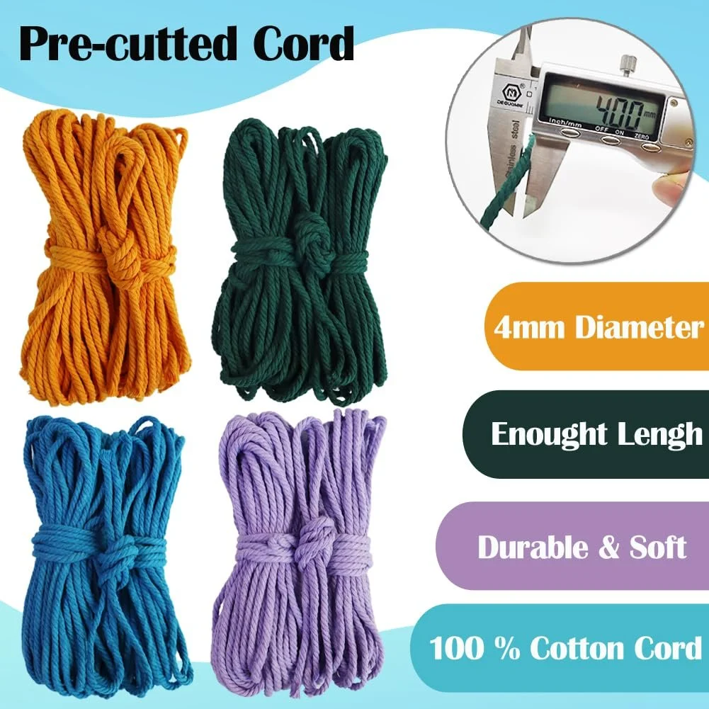 Набір для макраме Suo Long для дорослих 4 підвіси для рослин шнур 4 мм аксесуари інструкція для початківців, фото №5 Набір для макраме Suo Long для дорослих 4 підвіси для рослин шнур 4 мм аксесуари інструкція для початківців, фото №5