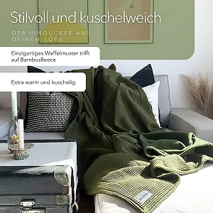 Одеяло blanketino Теплое Cuddly для дивана 145 x 210 см Экстра мягкий велнес-флис и хлопок Лесной зеленый synthetic.ua - Фото 1