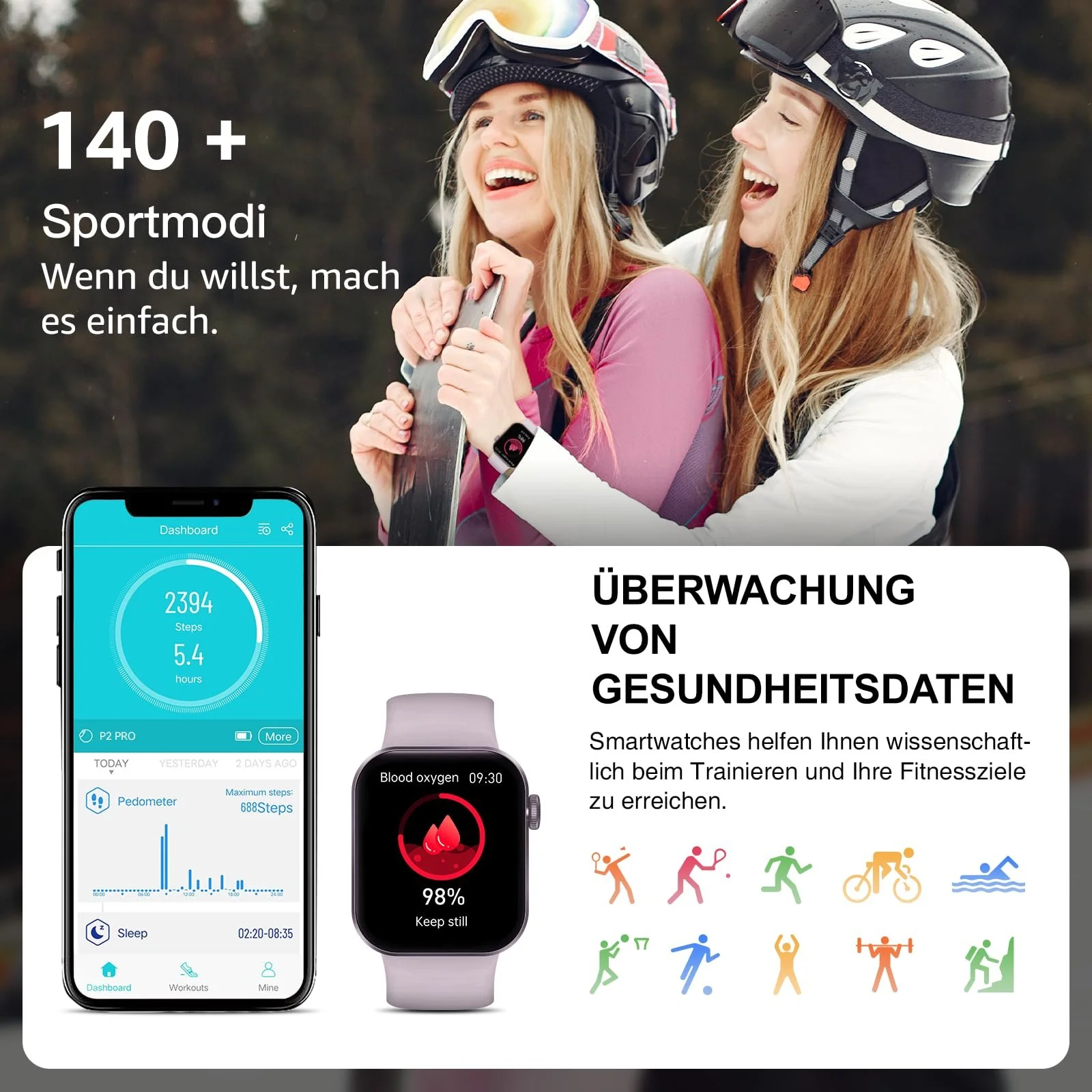 Смартчасы 1.85 Дюймы HD Дисплей Функция Телефона, 140+ Спортивных Режимов, фото №5