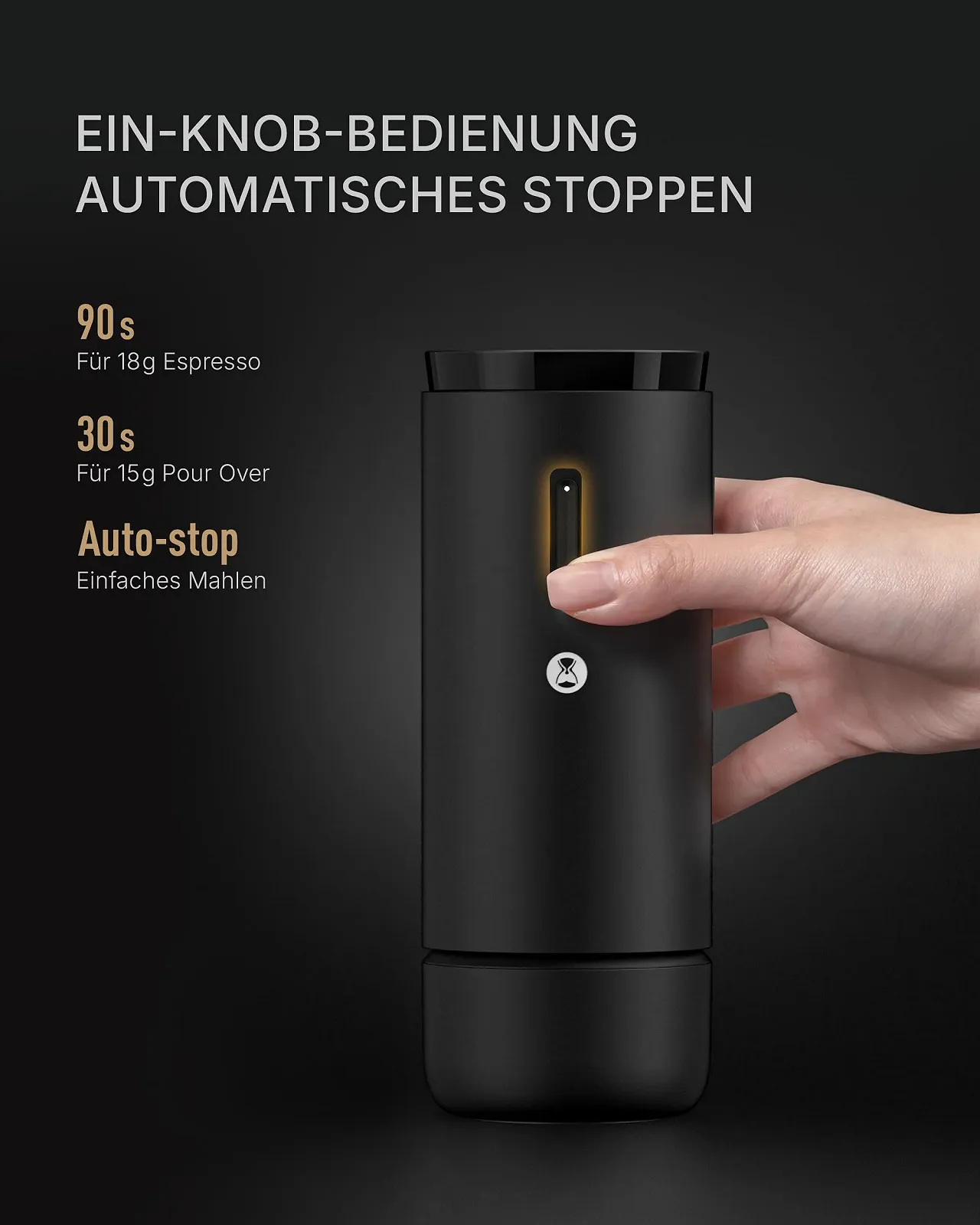 Электрическая кофемолка TIMEMORE Whirly 01S, портативная конусная, 30 уровней помола, эспрессо/фильтр-кофе/френч-пресс/Мока, металлический корпус, автоматическая остановка и защита от засорения для путешествий и дома, фото №4