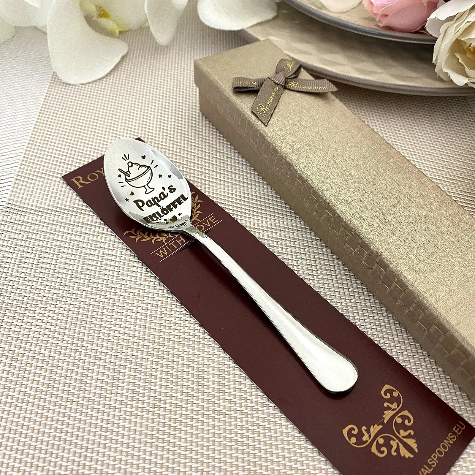 Ложка для морозива Papa, подарунок для тата, персоналізована гравірована десертна, фото №6