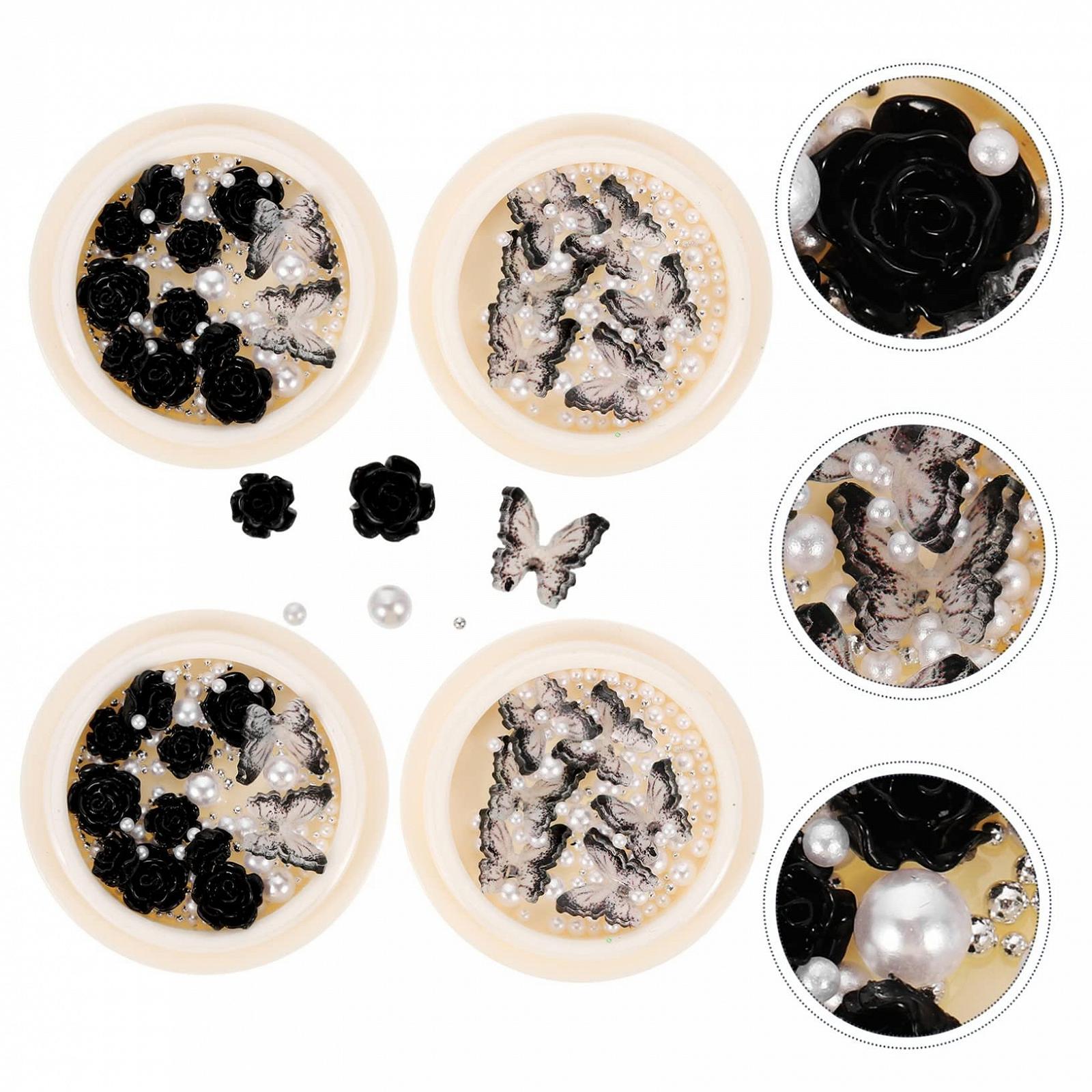 Украшения для ногтей Healvian Бриллианты Черная отделка Жемчуг Аксессуары Ювелирные изделия DIY Маникюр DIY Розы Стальной шар Декор Стразы Смола, фото №7