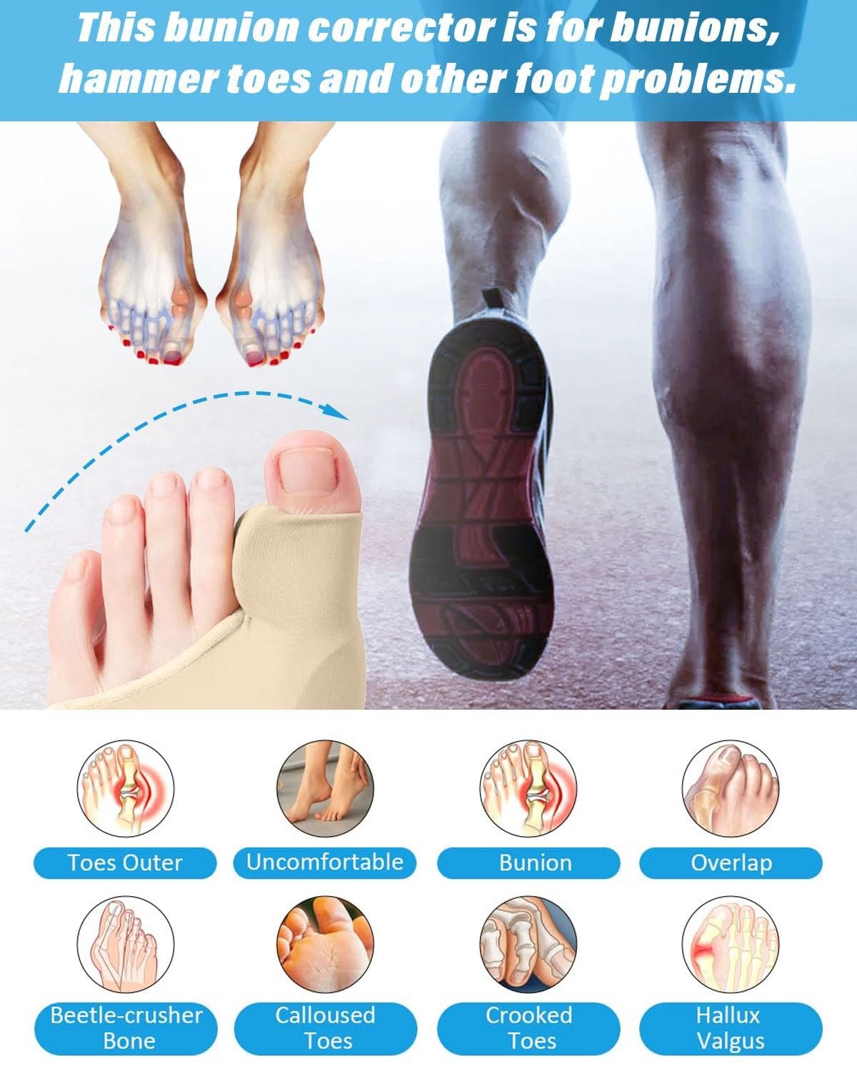 Шкарпетки Bunion з гелевою подушечкою розміру 35-40S, тілесного кольору, фото №5