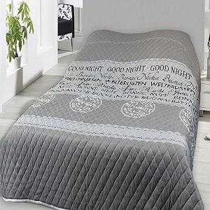 Покривало Home Edition М'яке стьобане 240 x 220 см Накидка на диван і ліжко Good Night Антрацитовий/білий - Фото 1