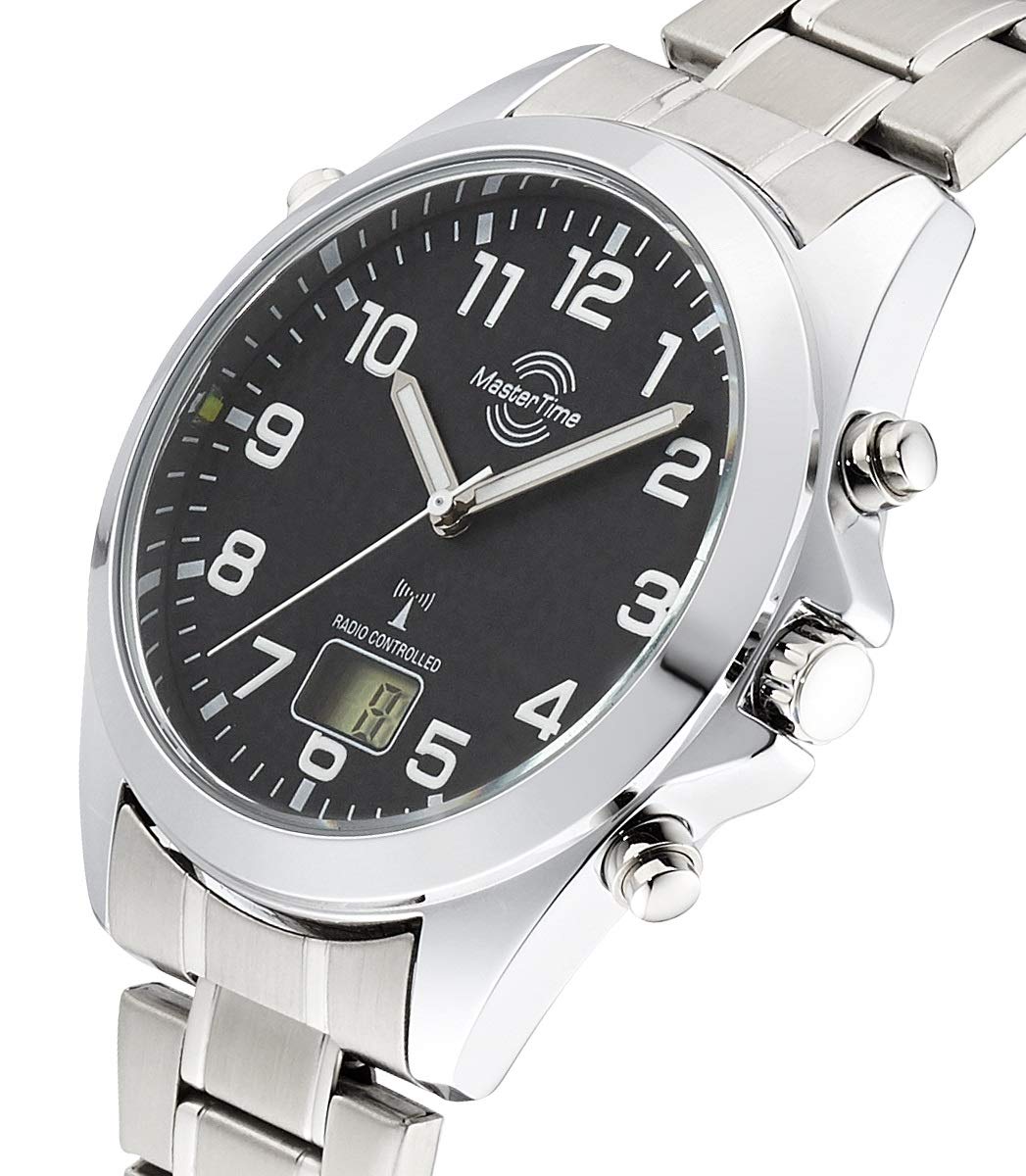 Часы мужские радиоуправляемые кварцевые Master Time Аналого-цифровые MTGA-10736-22M, браслет из нержавеющей стали, фото №2