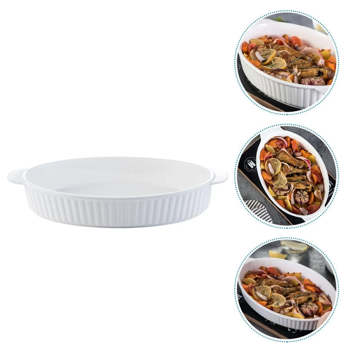 Противень для запекания Керамический с двойными ручками Овальный Термостойкий, фото №8 Противень для запекания Керамический с двойными ручками Овальный Термостойкий, фото №8