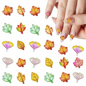 Украшения для ногтей Лист Клена, 25 шт., 3D Декор для ногтей, 5 дизайнов, Смола, Аксессуары для осеннего маникюра, Разноцветные - Фото 1