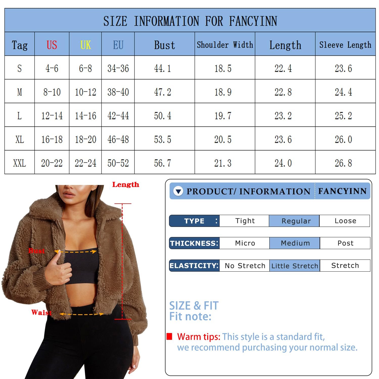 Пальто FANCYINN Жіноча зимова Teddy з лацканами, фото №7