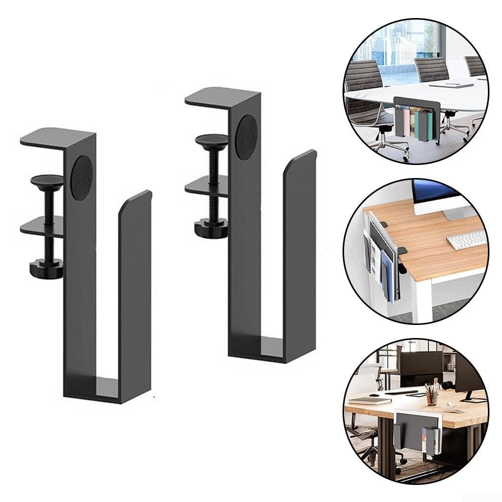 Регулируемая настольная подставка для ноутбука, 2 шт., без сверления, настольный боковой органайзер со стальной конструкцией, выдерживает до 5 кг для ноутбуков, папок, книг, фото №7