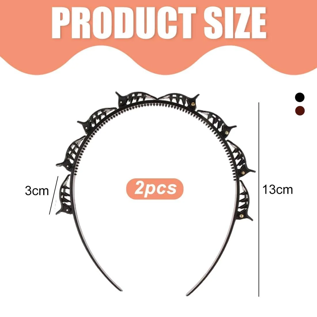 Набір обручів на Голову з Затискачами 2 шт, фото №2