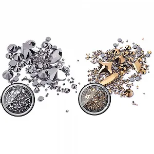 Украшение для маникюра 3D, металлические заклепки, золотистые и свинцовые плоские стразы - Фото 1