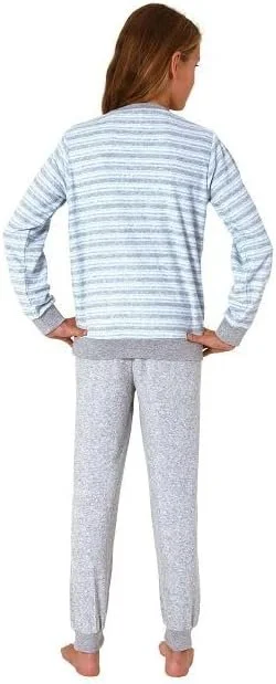 Піжама Terry для дівчинки Normann Смугаста, Тепла піжама з манжетами, фото №3 Піжама Terry для дівчинки Normann Смугаста, Тепла піжама з манжетами, фото №3